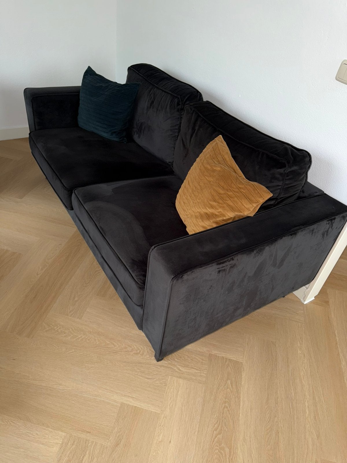 2x WOOOD Bank Robin 2,5 zits fluweel antraciet, Ophalen, Zo goed als nieuw, 75 tot 100 cm