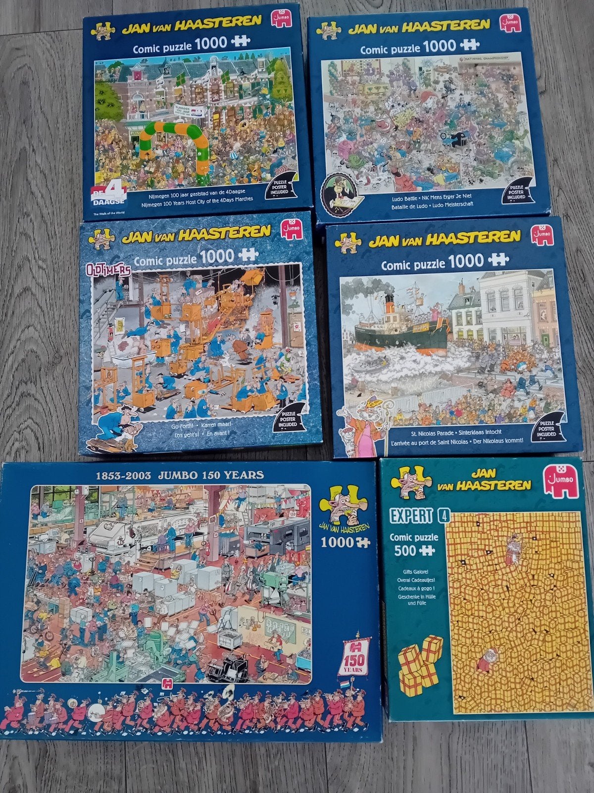 6 Jan van haasteren puzzels, Ophalen of Verzenden, 500 t/m 1500 stukjes, Zo goed als nieuw