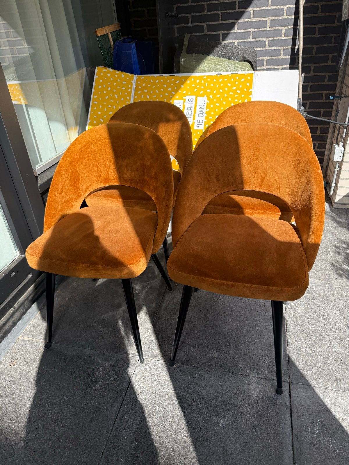 4 KARWEI eetkamerstoelen Novi Cognacgoud - Gebruikt, Ophalen, Gebruikt, Overige kleuren, Vier