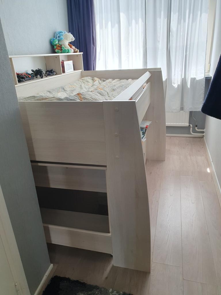 Halfhoogslaper Kurt van Misterbed (90x200cm) incl bureau, Ophalen, 85 tot 100 cm, Gebruikt, Hoogslaper of Stapelbed