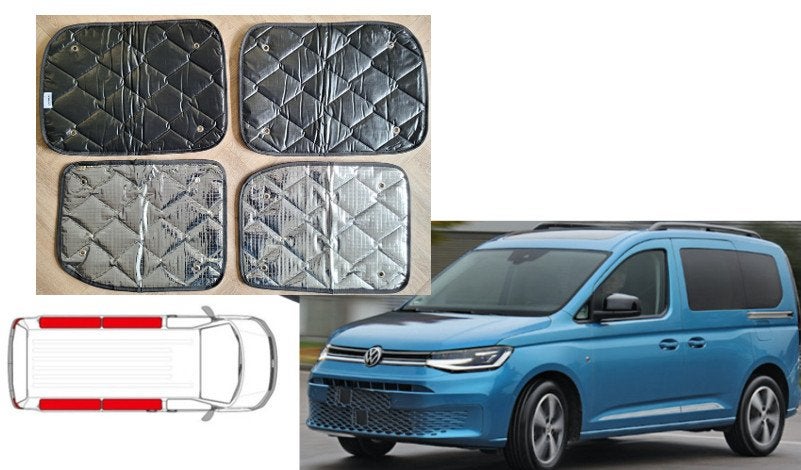 Raamisolatie Volkswagen Caddy vanaf 2021 (4 delig) Black, Buurserstraat 15 A, 7481 EG,Haaksbergen, Ophalen of Verzenden, Info@123CamperOnderdelen.nl
