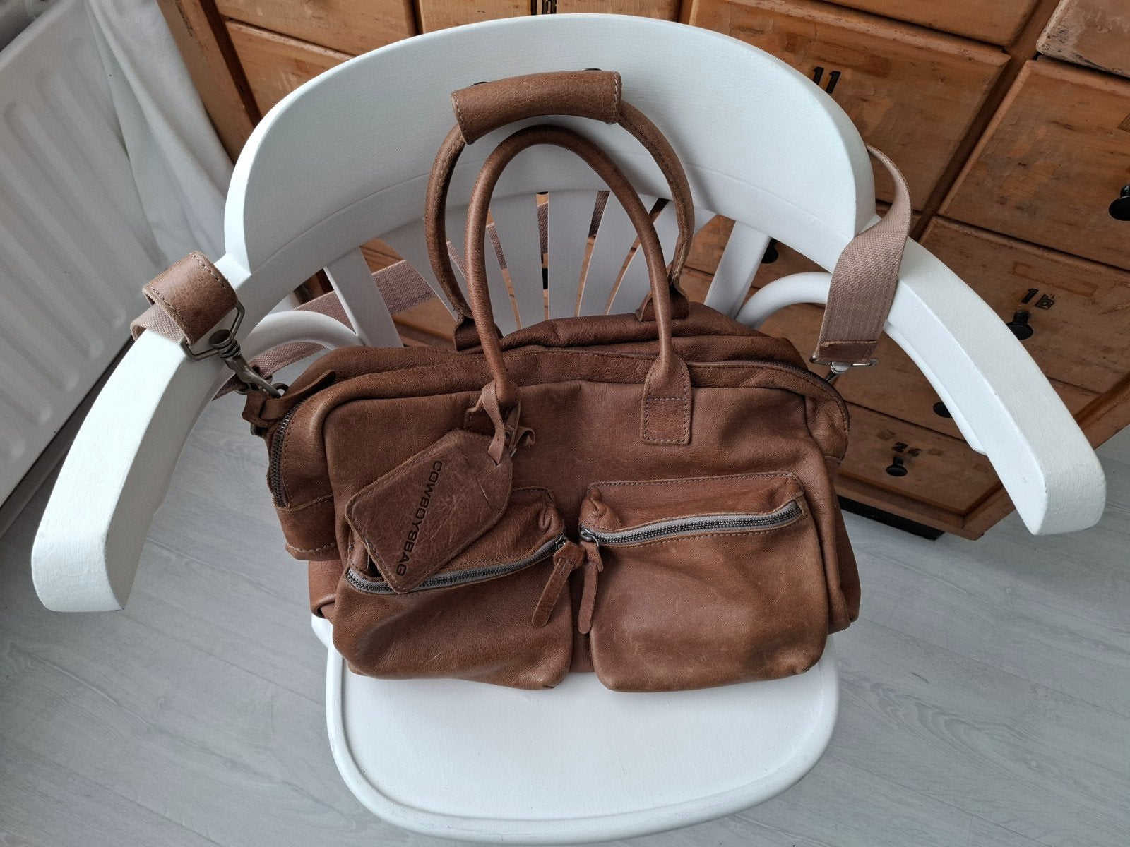 Lederen Cowboysbag, Overige merken, Gebruikt, Bruin, Ophalen of Verzenden