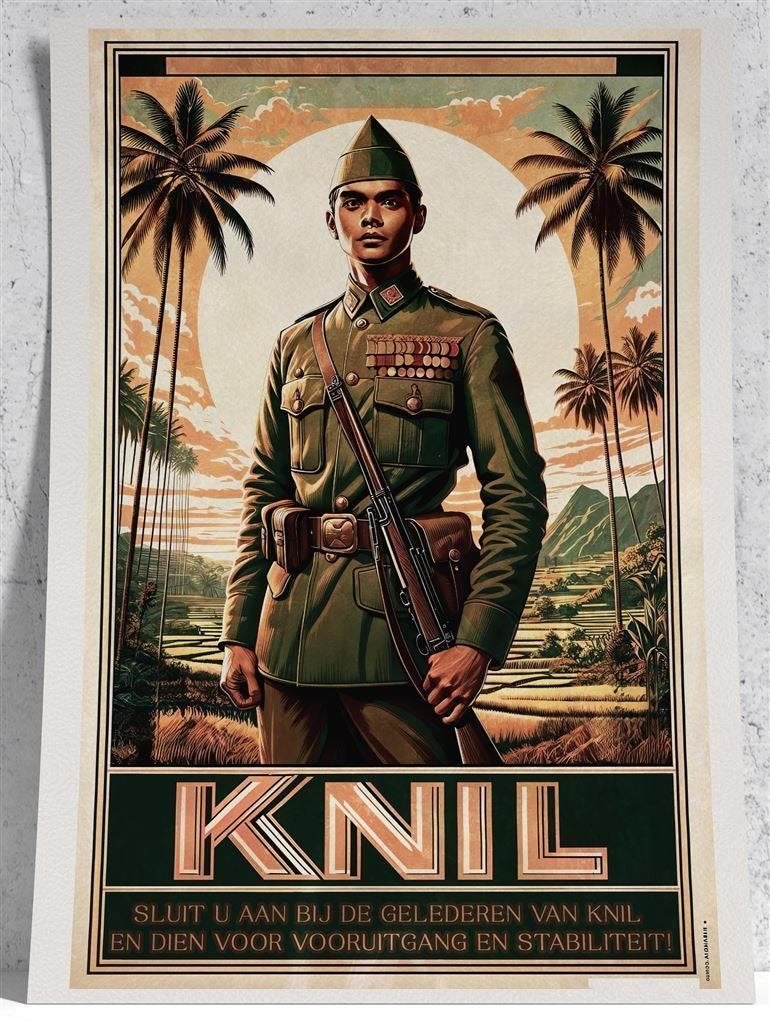 KNIL Nederlands Indie Leger Poster soldaat indonesie, Verzamelen, Militaria | Algemeen, Verzenden, Landmacht, Nederland, Foto of Poster