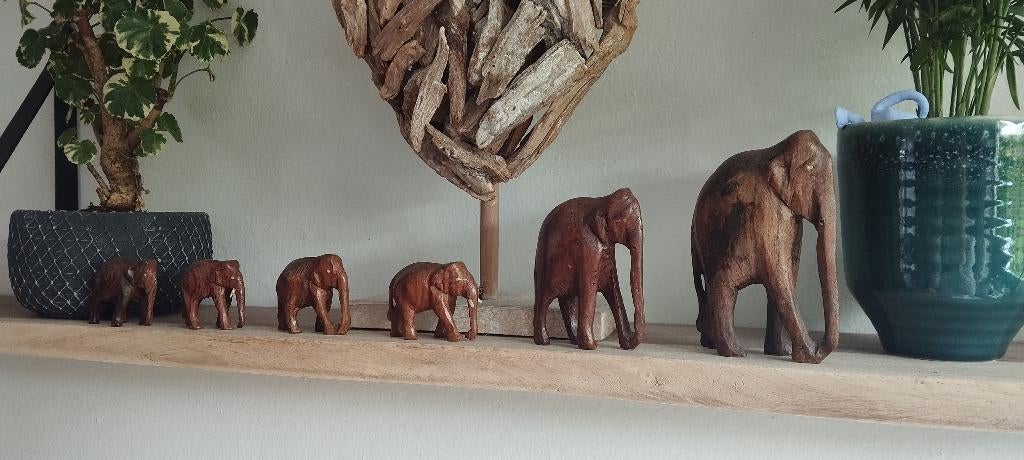 Zes olifant beeldjes, Verzamelen, Ophalen, Gebruikt, Dier