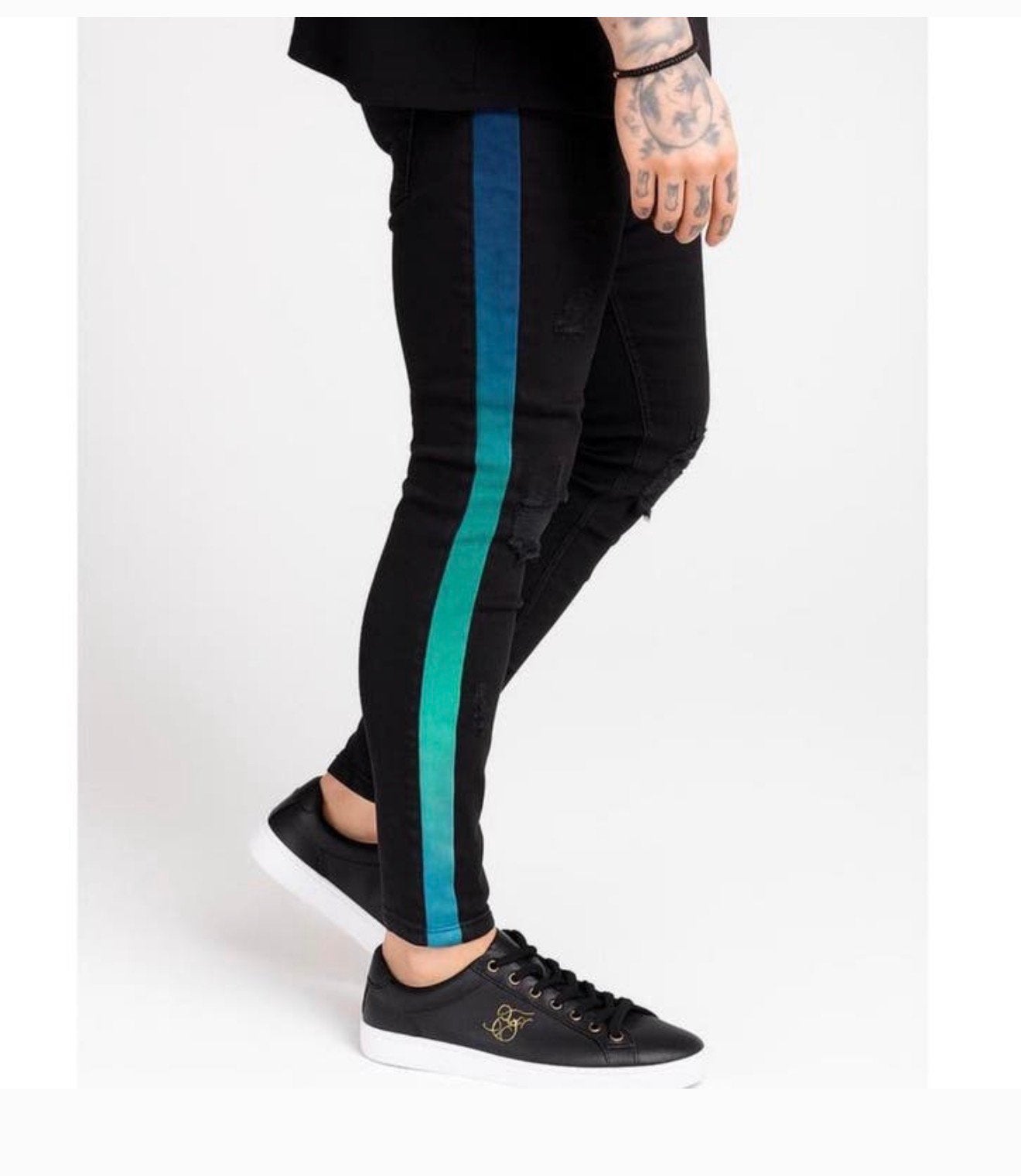 SIKSILK BURST knee low rise Denim - BLACK M W32 spijkerbroek, Zwart, Nieuw, W32 (confectie 46) of kleiner, Ophalen of Verzenden