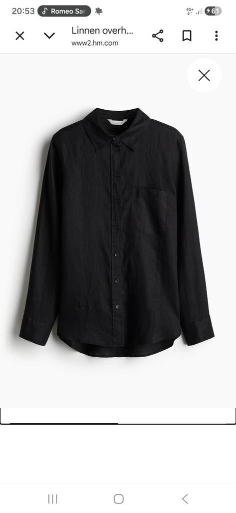 Zwarte linnen dames blouse H&M maat XL 44, H&M, Zwart, Maat 46/48 (XL) of groter, Ophalen of Verzenden