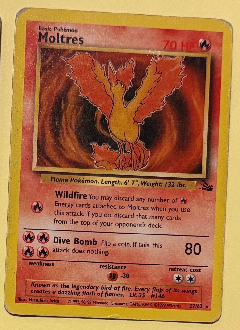Pokémon Kaart Moltres 27/62, Ophalen of Verzenden, Gebruikt, Losse kaart