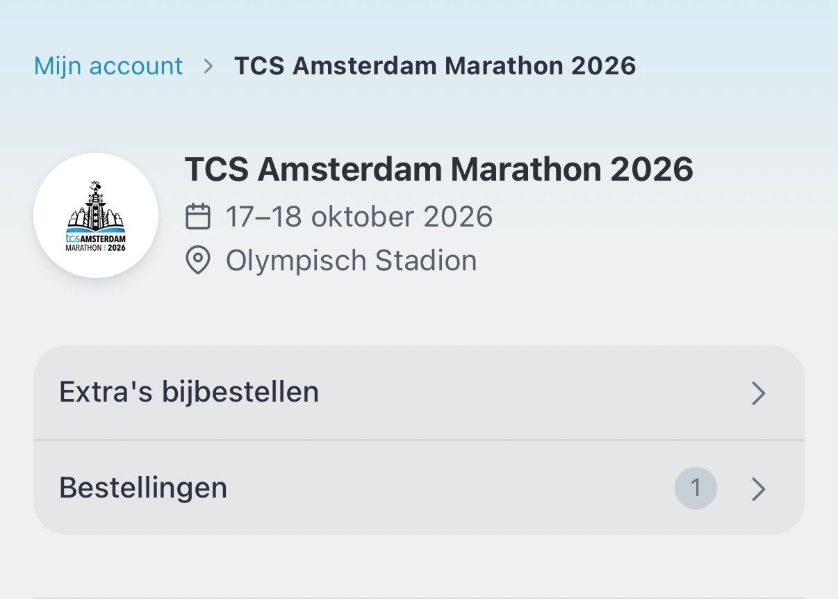 TCS Amsterdam Marathon 18 oktober kaartje!, Eén persoon