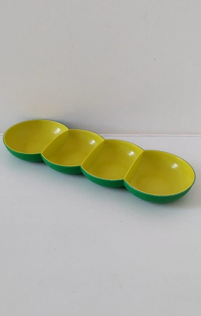Retro Tupperware Allegra schaal of serveerbord groen geel, Eu, Schaal, Eu, Groen