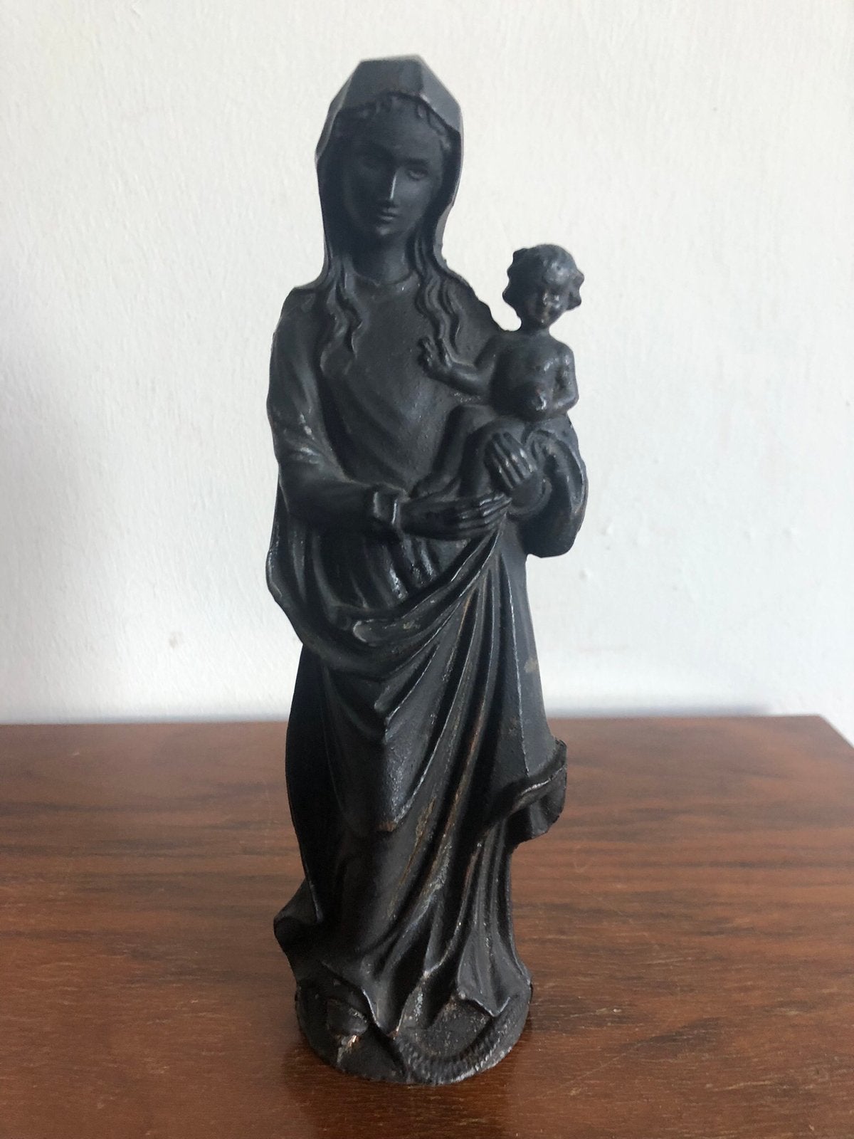 Mariabeeldje, gietijzer 24 cm., Ophalen of Verzenden