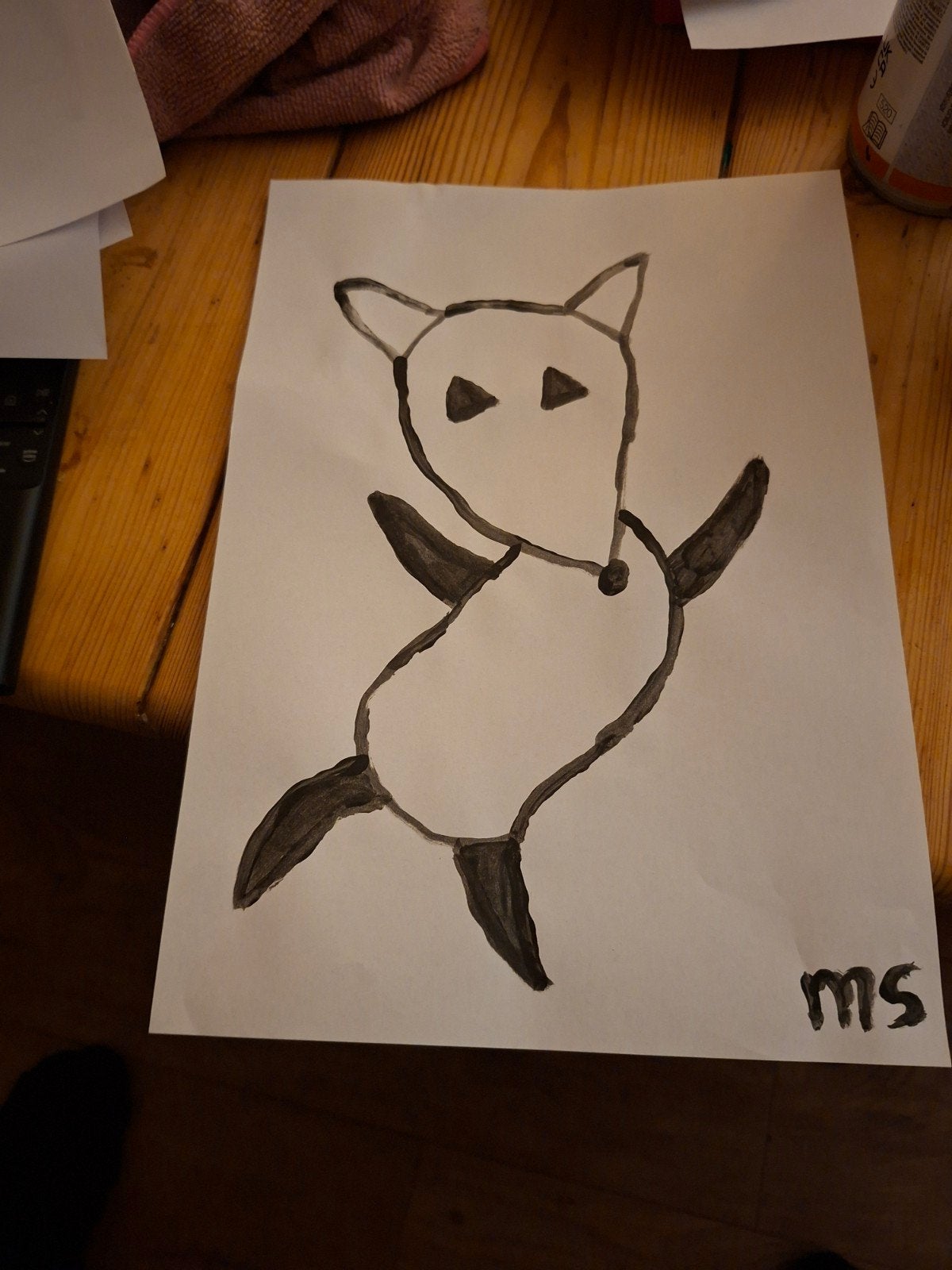 Unieke tekening van een dier, gesigneerd, Antiek en Kunst, Ophalen of Verzenden, Tekening, Pentekening, Gesigneerd