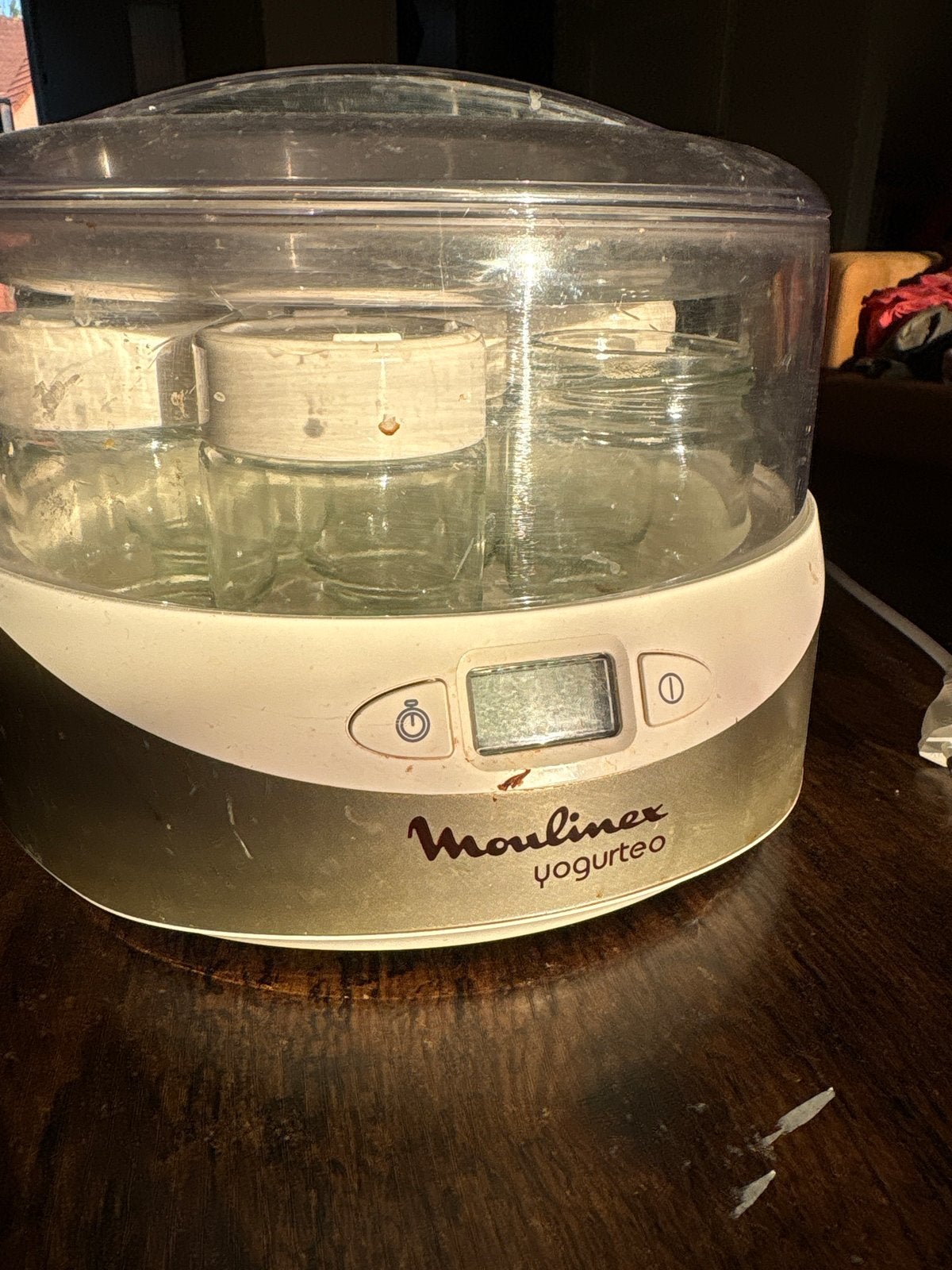 Moulinex Yogurteo Yoghurtmaker met 7 potjes (1 deksel mist), Ophalen of Verzenden, Gebruikt