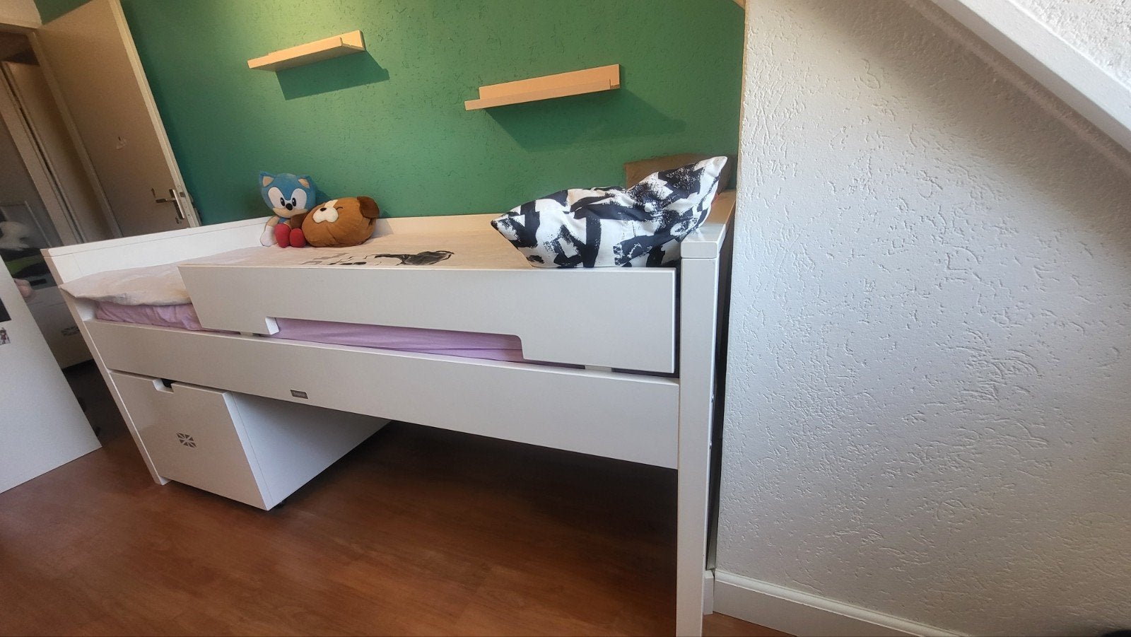 Bopita Bedbank met lades - Wit - 90x200 cm, Ophalen, Gebruikt, 90 cm, Eenpersoons
