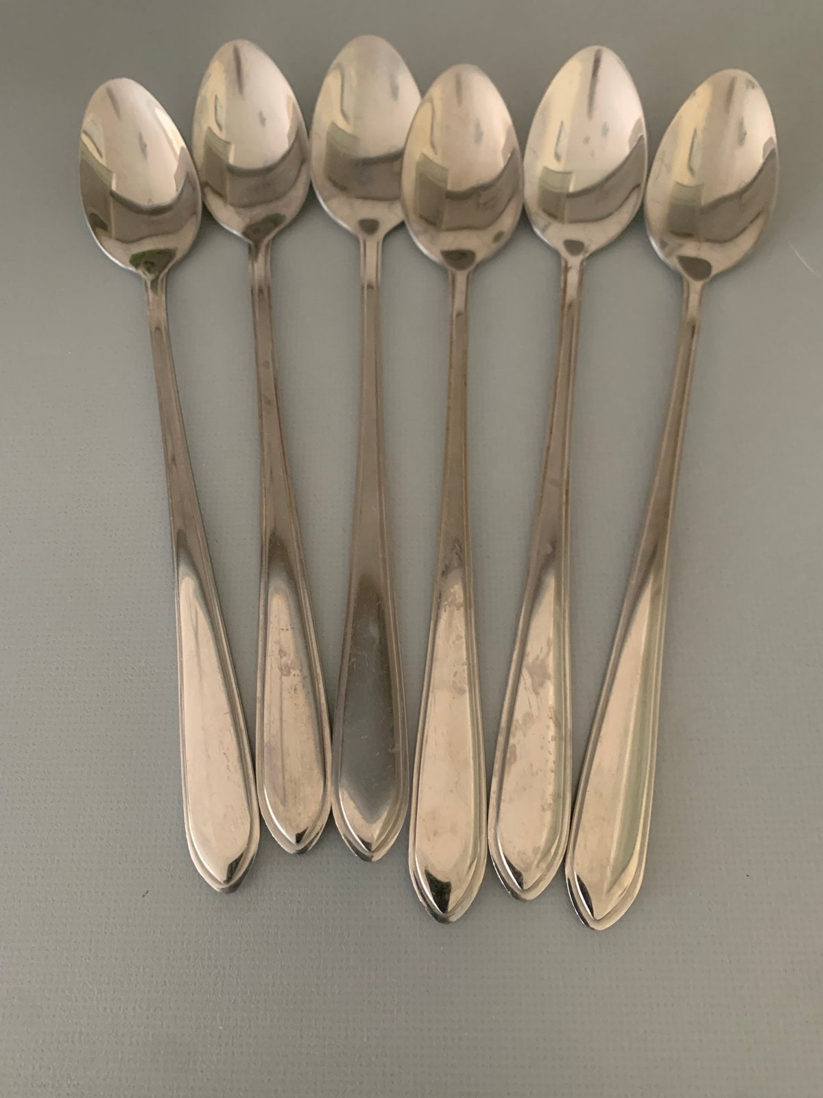 Set van 6 zilverkleurige lepels lang model, Ophalen of Verzenden