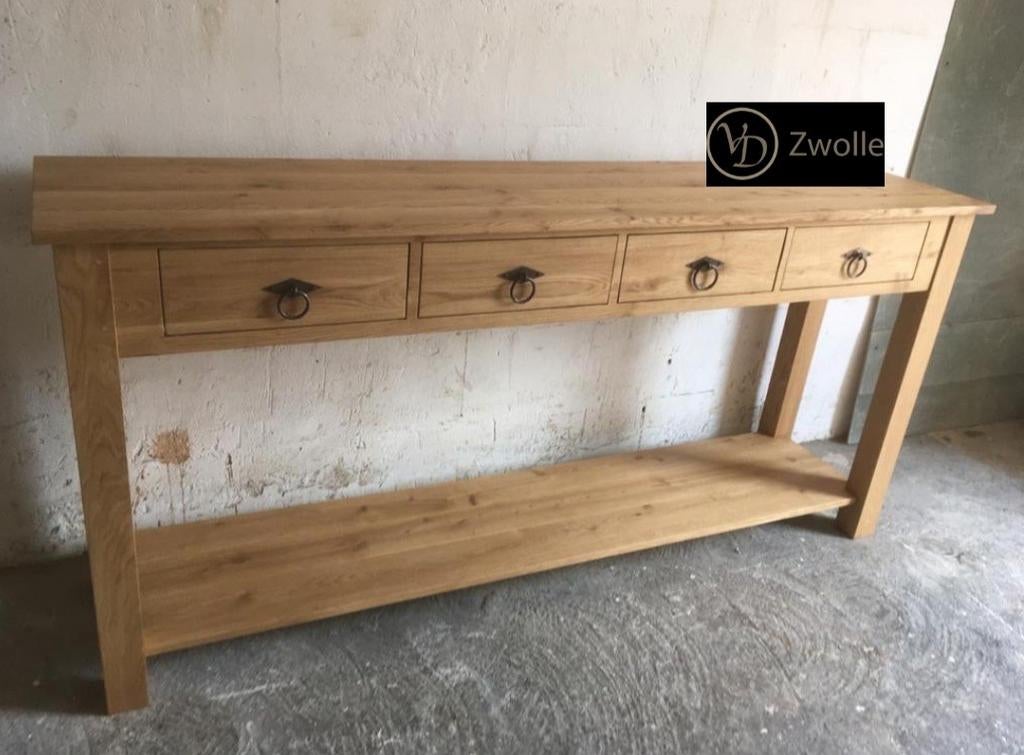 EIKEN sidetable / wandtafel op maat #WINKEL# MASSIEF, Huis en Inrichting, Tafels | Sidetables, Eikenhout, Nieuw, Ophalen of Verzenden