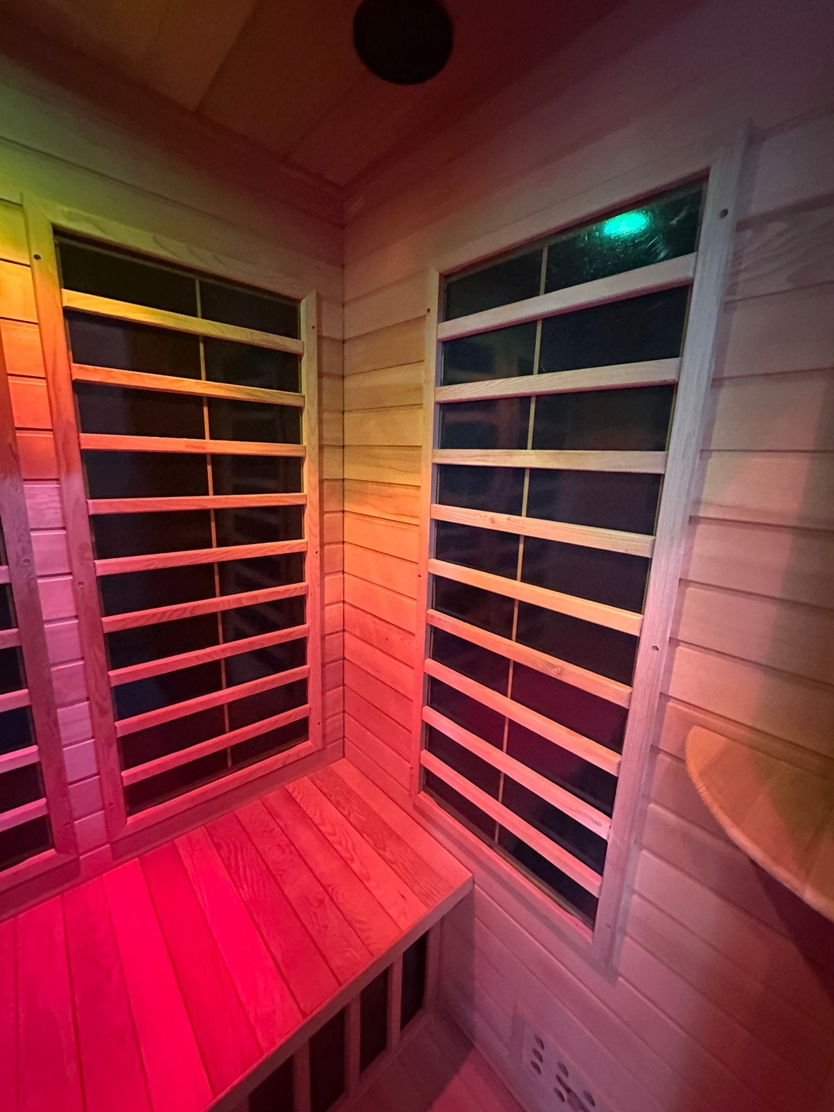Luxe 2-persoons Hemlock infraroodsauna | Showmodel, Ophalen of Verzenden, Zo goed als nieuw, Infrarood, Complete sauna