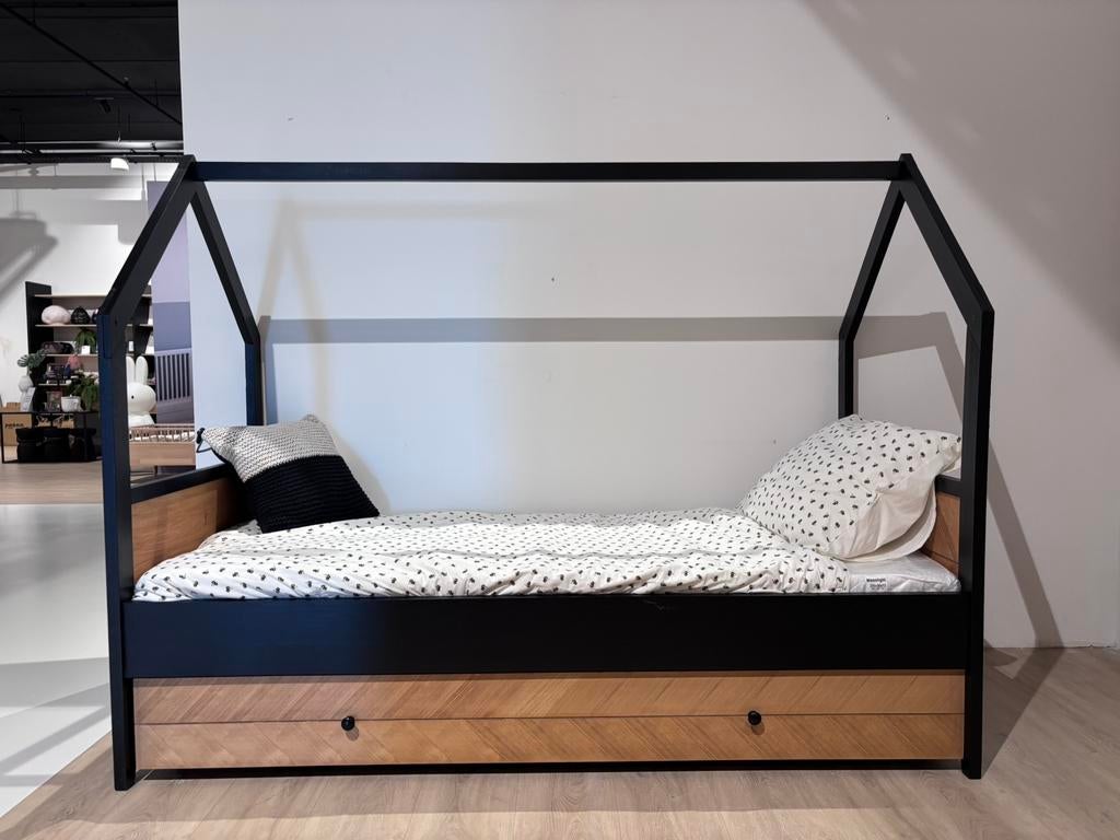 Bopita Job Huisbed met Lade Showmodel!, Ophalen, 90 cm, Eenpersoons, Zwart