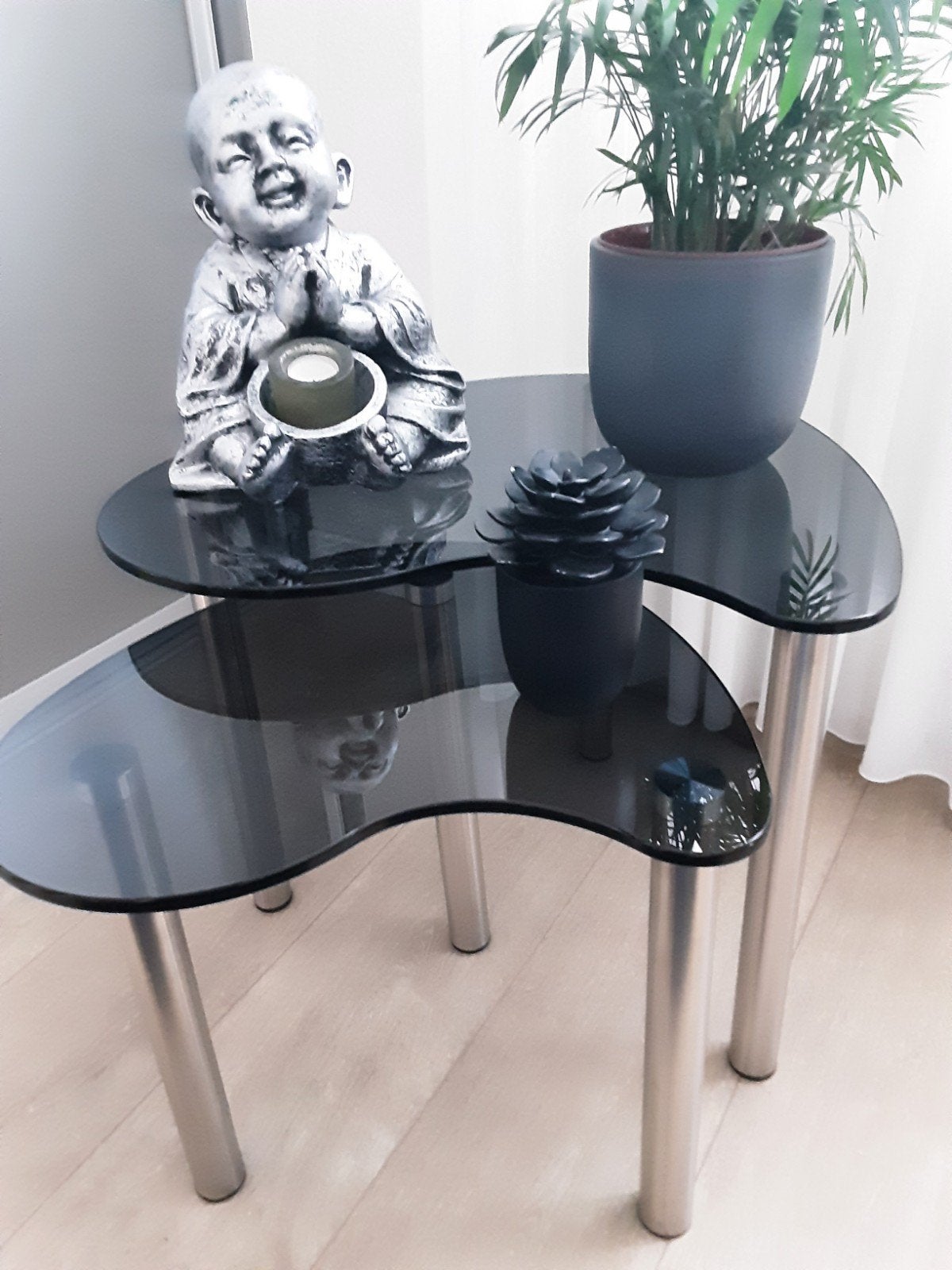 Organische vorm bijzettafeltjes izgst, Minder dan 55 cm, Glas, Overige vormen, Ophalen