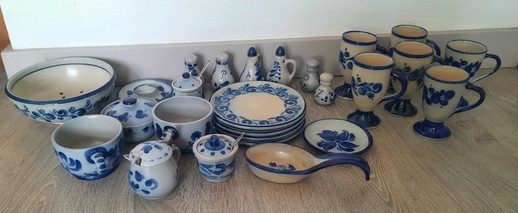 Prachtig 26 delig vintage blauw - wit servies, Ophalen of Verzenden