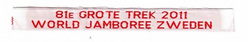 WJ 2011, naambandje 81e grote trek, Verzamelen, Ophalen of Verzenden, Embleem, Speld of Insigne