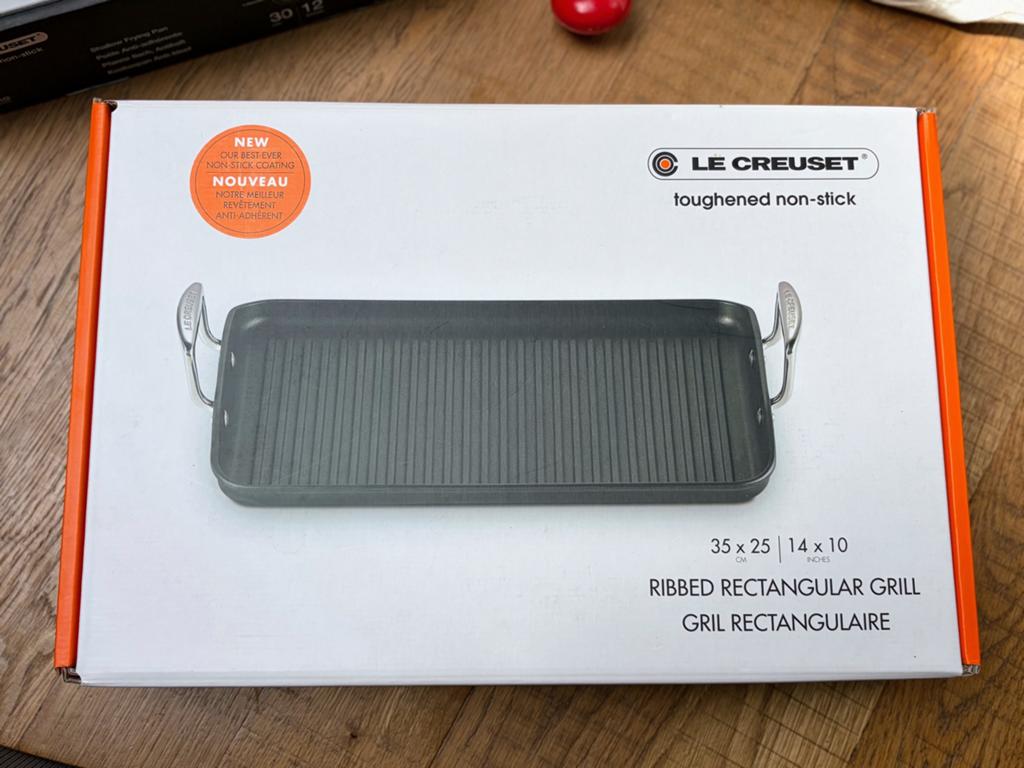 Le Creuset grillplaat zgan, Huis en Inrichting, Ophalen of Verzenden, Zo goed als nieuw, Koekenpan of Braadpan, Keramische plaat