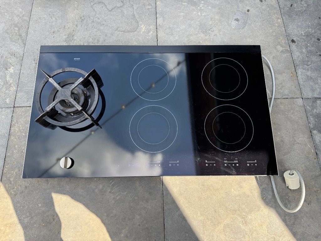 Atag IG9071MTA inbouw inductie kookplaat met gaswokbrander, Witgoed en Apparatuur, Ophalen, Gebruikt, 4 kookzones, Inbouw
