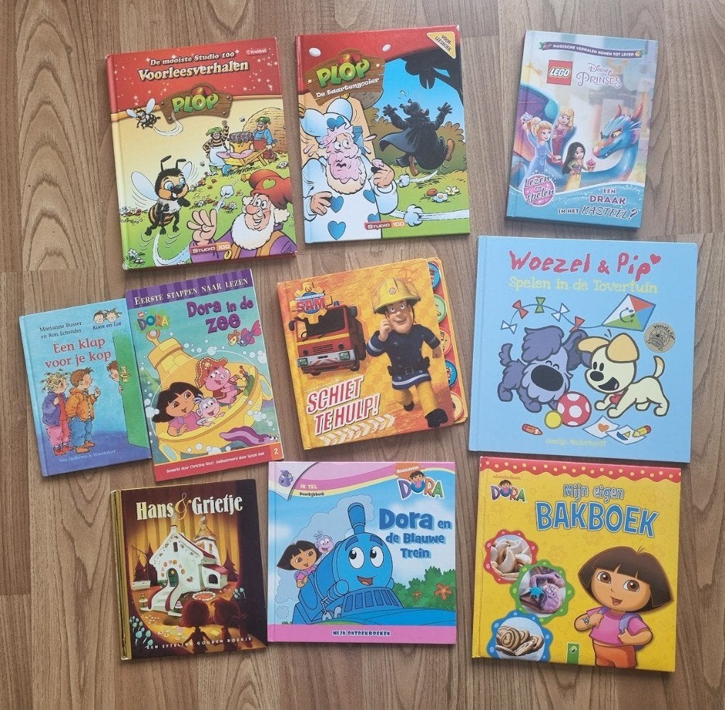 Tien kinderboeken Dora Plop Efteling Woezel, Non-fictie, Jongen of Meisje, Ophalen of Verzenden, Zo goed als nieuw