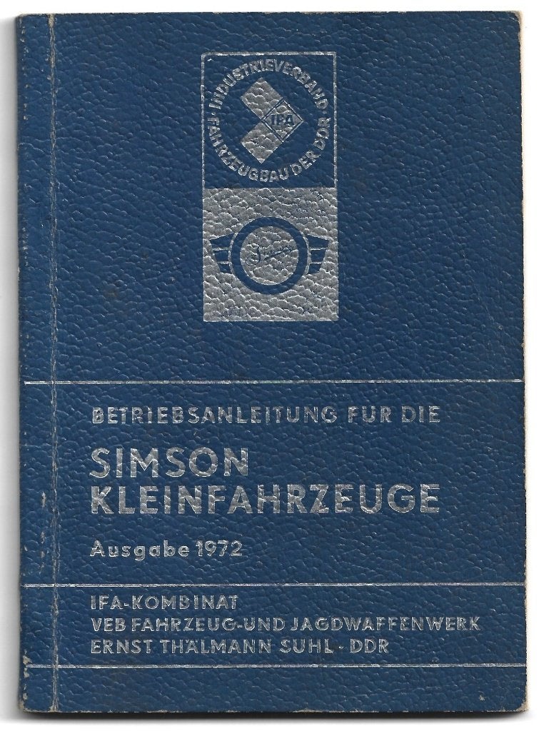 Simson Betriebsanleitung Kleinfahrzeuge 1972 (4275z), Verzenden, Zo goed als nieuw