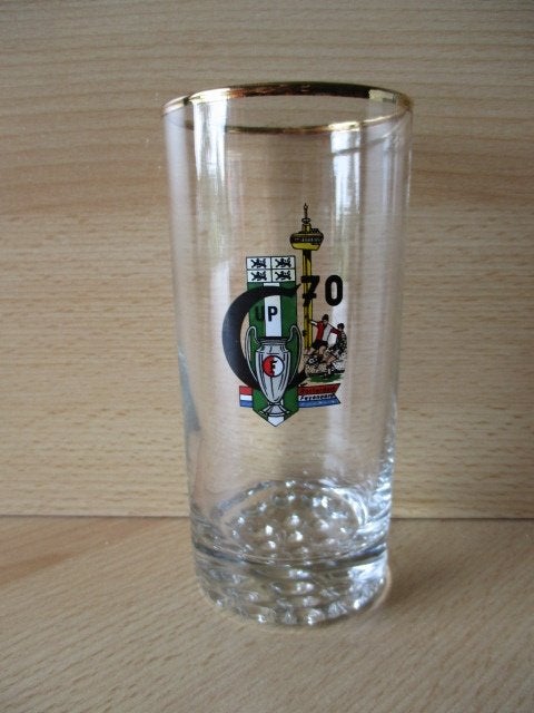 Feyenoord limonadeglas  Cup 70  oud!  13,5cm, Ophalen of Verzenden, Gebruikt