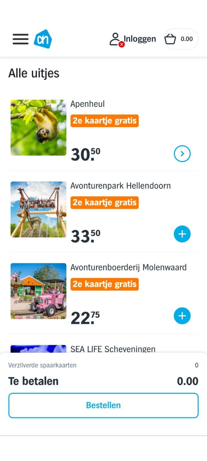 Gevraagd Albert Heijn zegels uitjes, Drie personen of meer, Cadeaubon