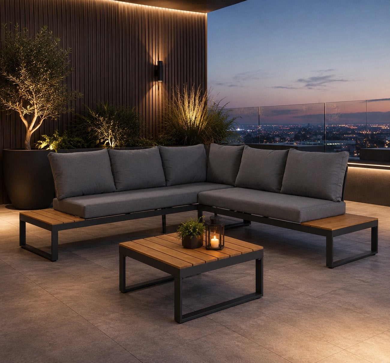 Nieuwe Loungeset Hoekbank met Loungetafel voor Tuin, Tuin en Terras, Tuinsets en Loungesets, Ophalen, 5 zitplaatsen, Loungeset