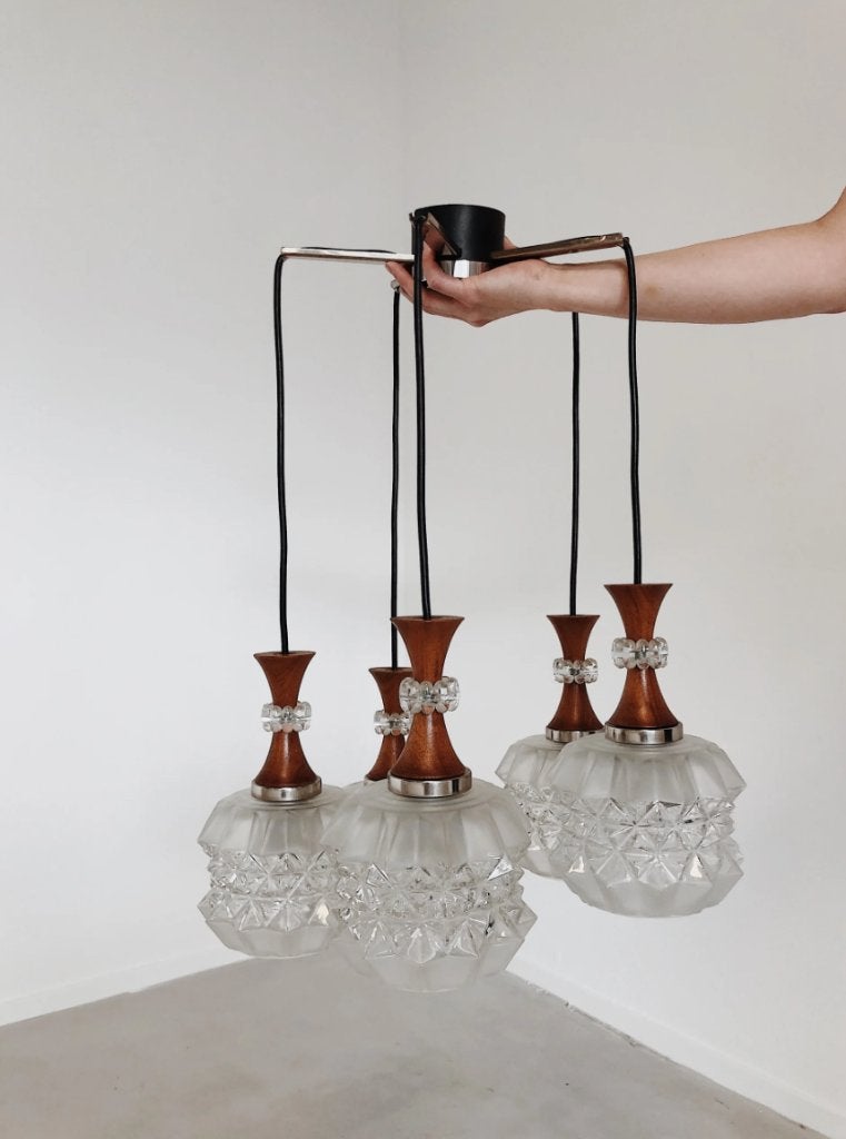 VINTAGE HANGLAMP CLUSTER | MID CENTURY MODERN, Huis en Inrichting, Lampen | Hanglampen, -, -, Ophalen of Verzenden, Zo goed als nieuw