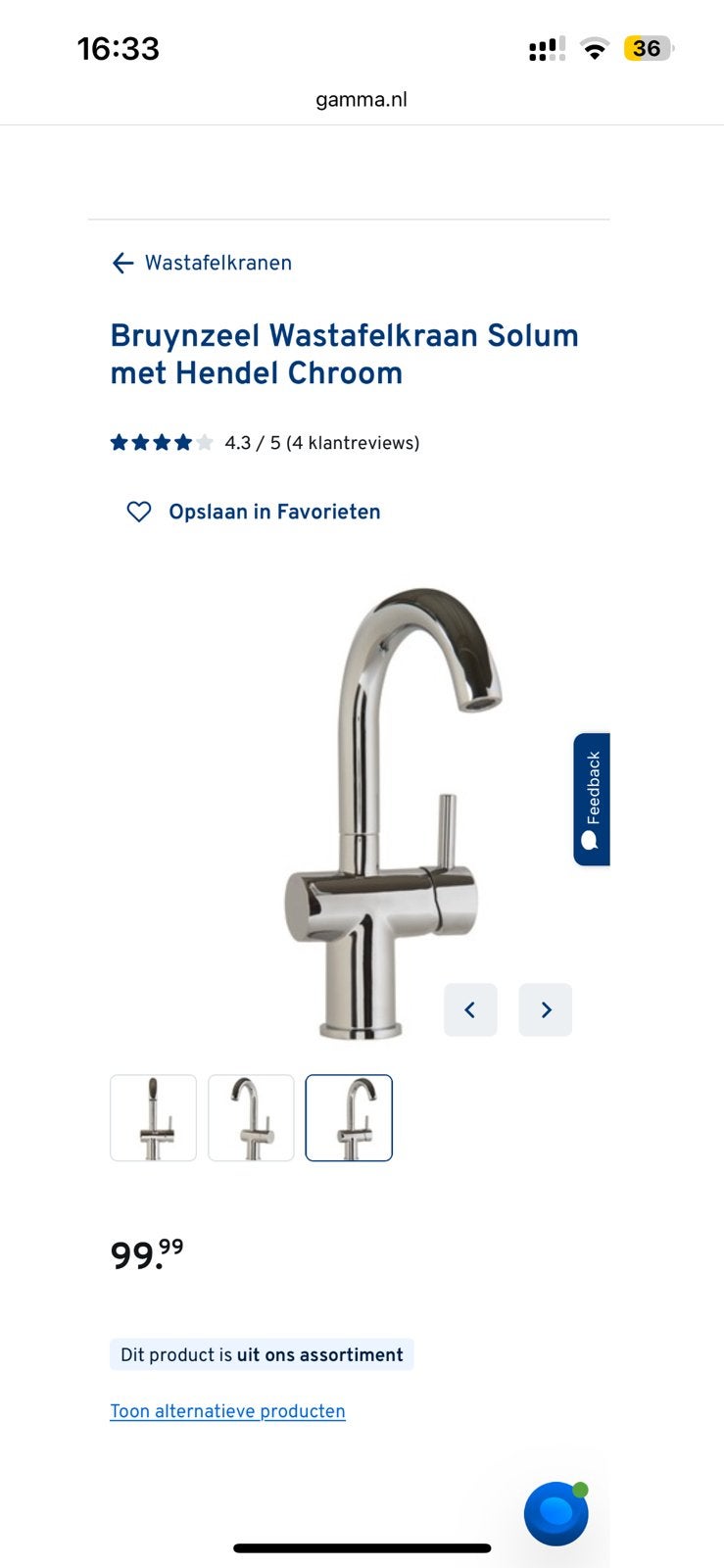 Bruynzeel Wastafelkraan Solum met Hendel Chroom, Ophalen of Verzenden, Nieuw, Chroom, Wastafel