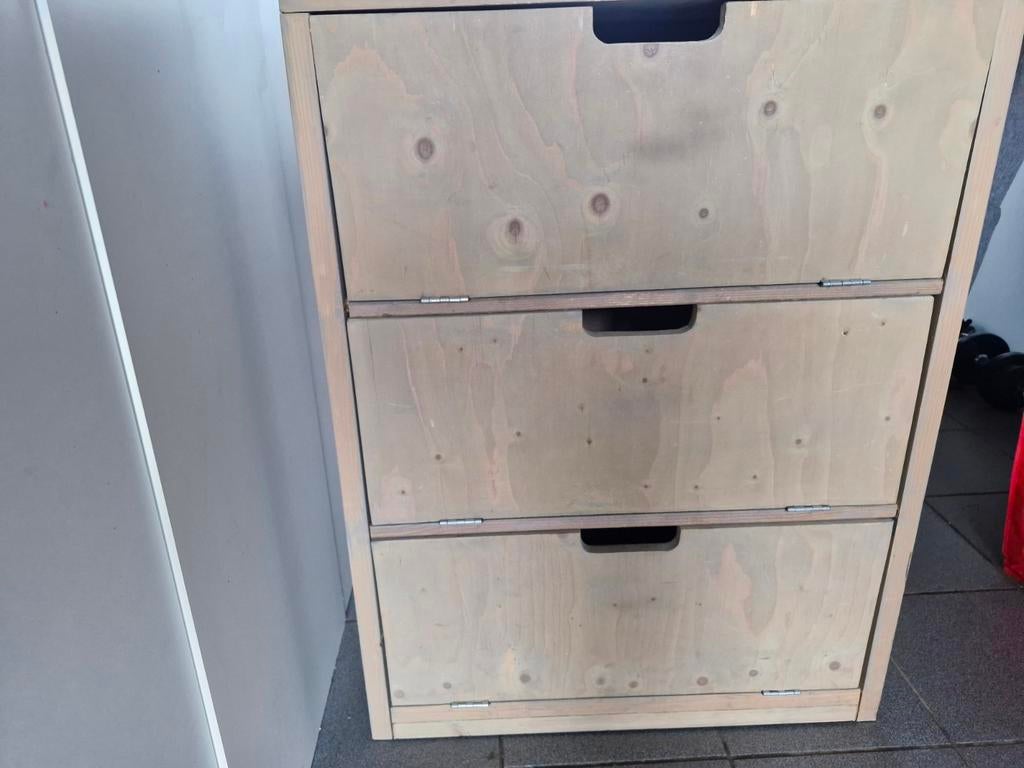 Steigerhouten schoenenkast met 3 lagen, Ophalen, Gebruikt, Industrieel, Landelijk, Robuust