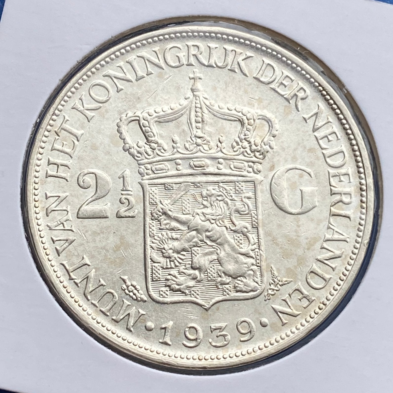 21/2 Gulden / Rijksdaalder uit 1939 van Wilhelmina Zilver, Postzegels en Munten, Munten | Nederland, Verzenden, Zilver, Koningin Wilhelmina