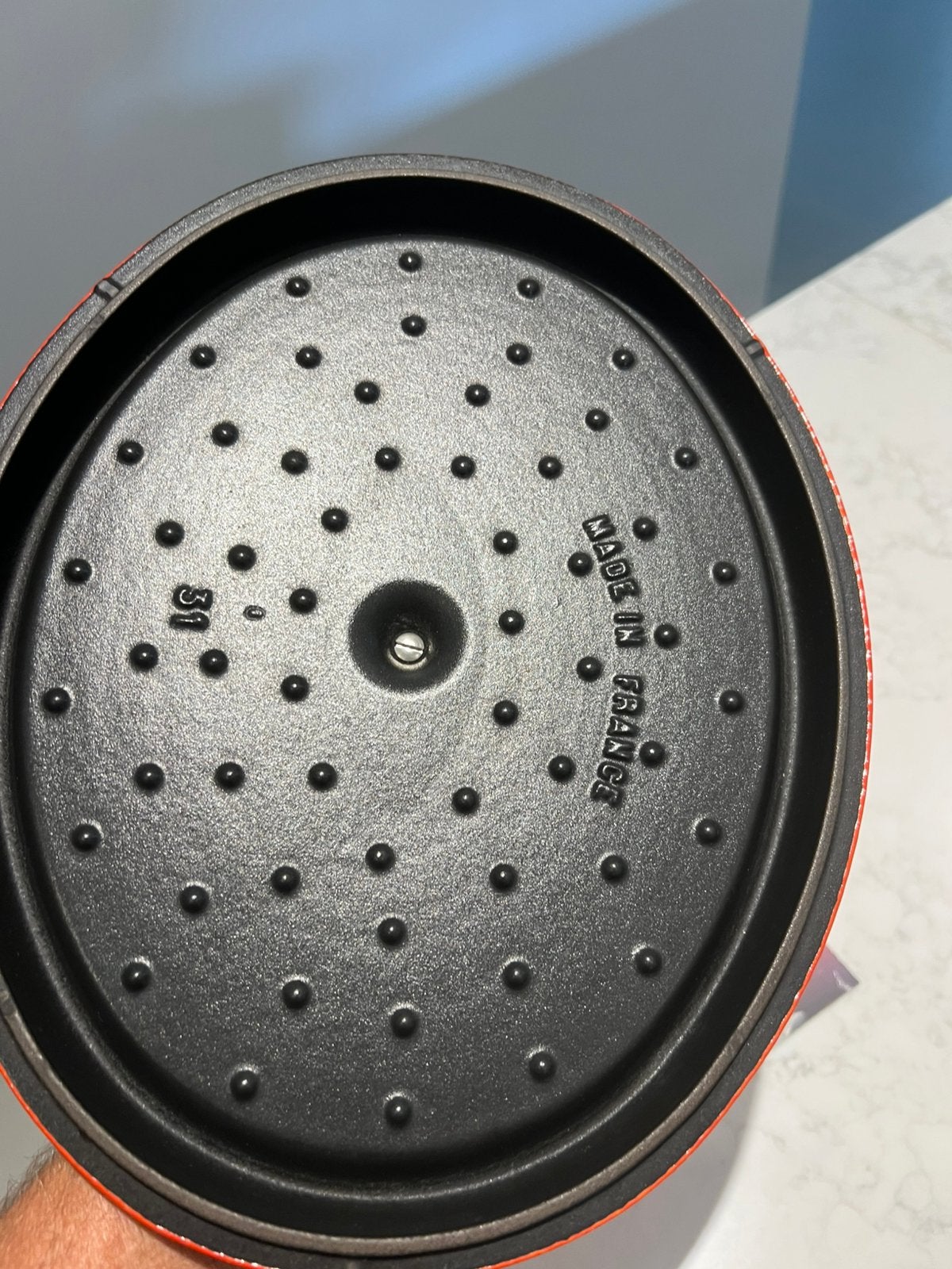 Staub La Cocotte 31 cm gevlamd Orange in heel goede staat, Met handvatten, Ophalen of Verzenden, Zo goed als nieuw, Staub