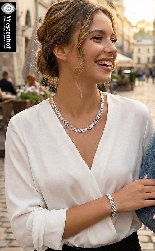 Sieraden set juweliers custom juwelen - ketting + armband, Verzenden, Nieuw, Zilver, Overige materialen