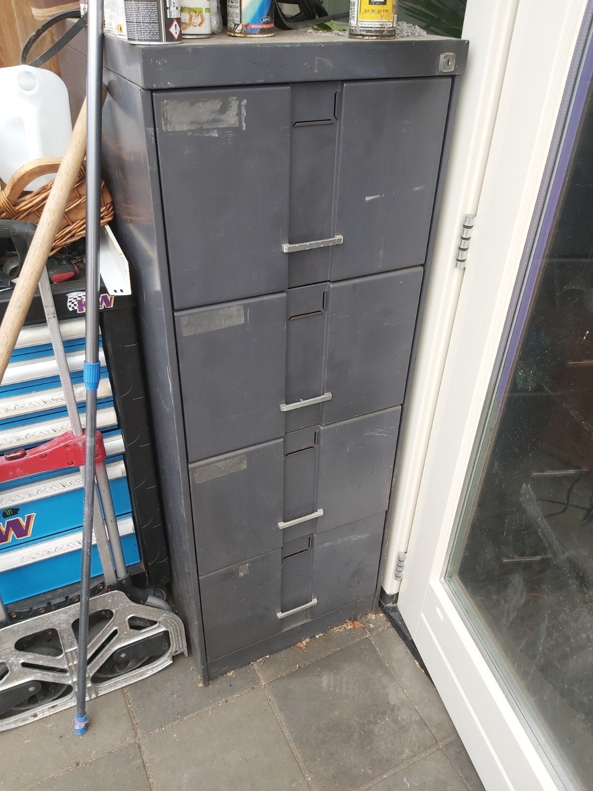 Metalen archiefkast met 4 laden, Gebruikt, Industrieel, functioneel, Met slot, Metaal
