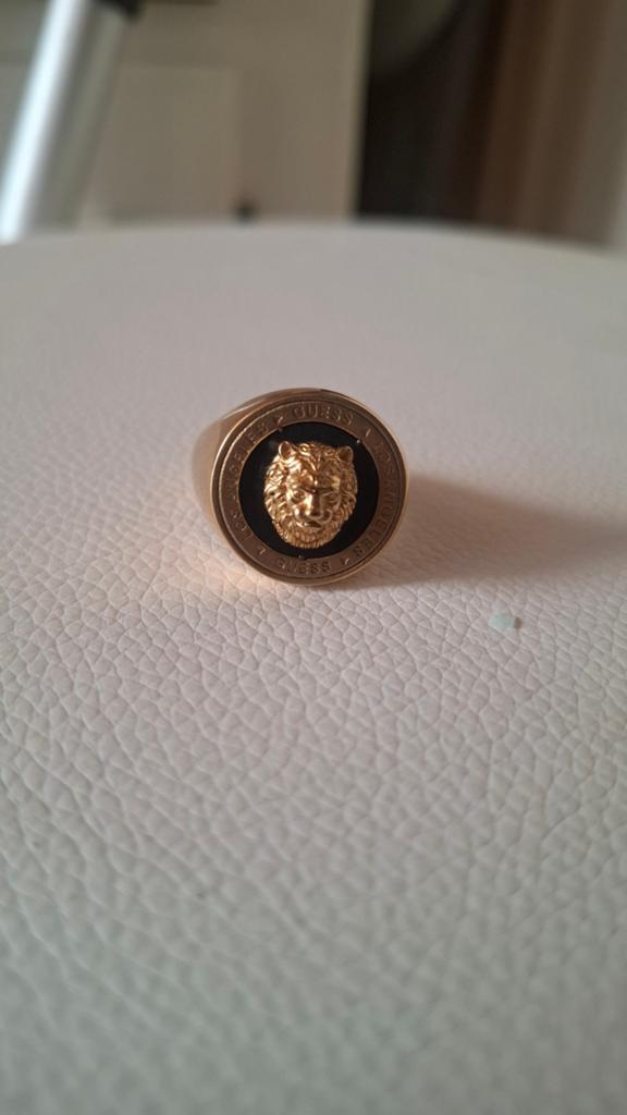 Nieuwe Guess herenring met leeuwenkop, 21 mm, Overige materialen, 20 of groter, Heer, Nieuw