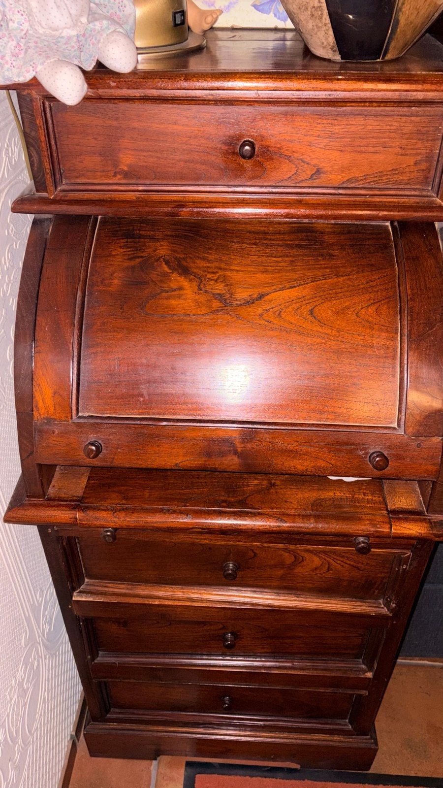 Antiek Secretaire met Uitschuifbaar Bureau en Lades, Ophalen