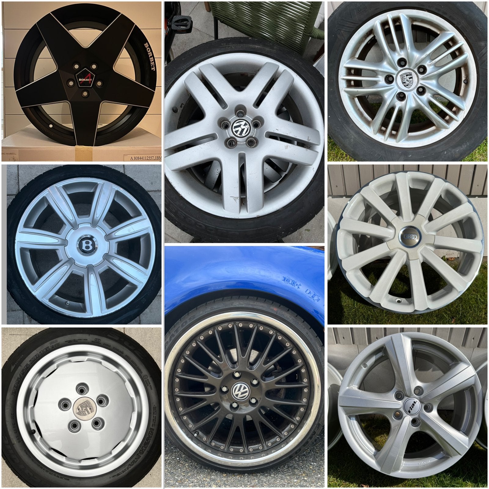 Diverse velgen banden Bentley Porsche Rial Omanyt Borbet, Auto-onderdelen, Banden en Velgen, Banden en Velgen, Zomerbanden, 18 inch