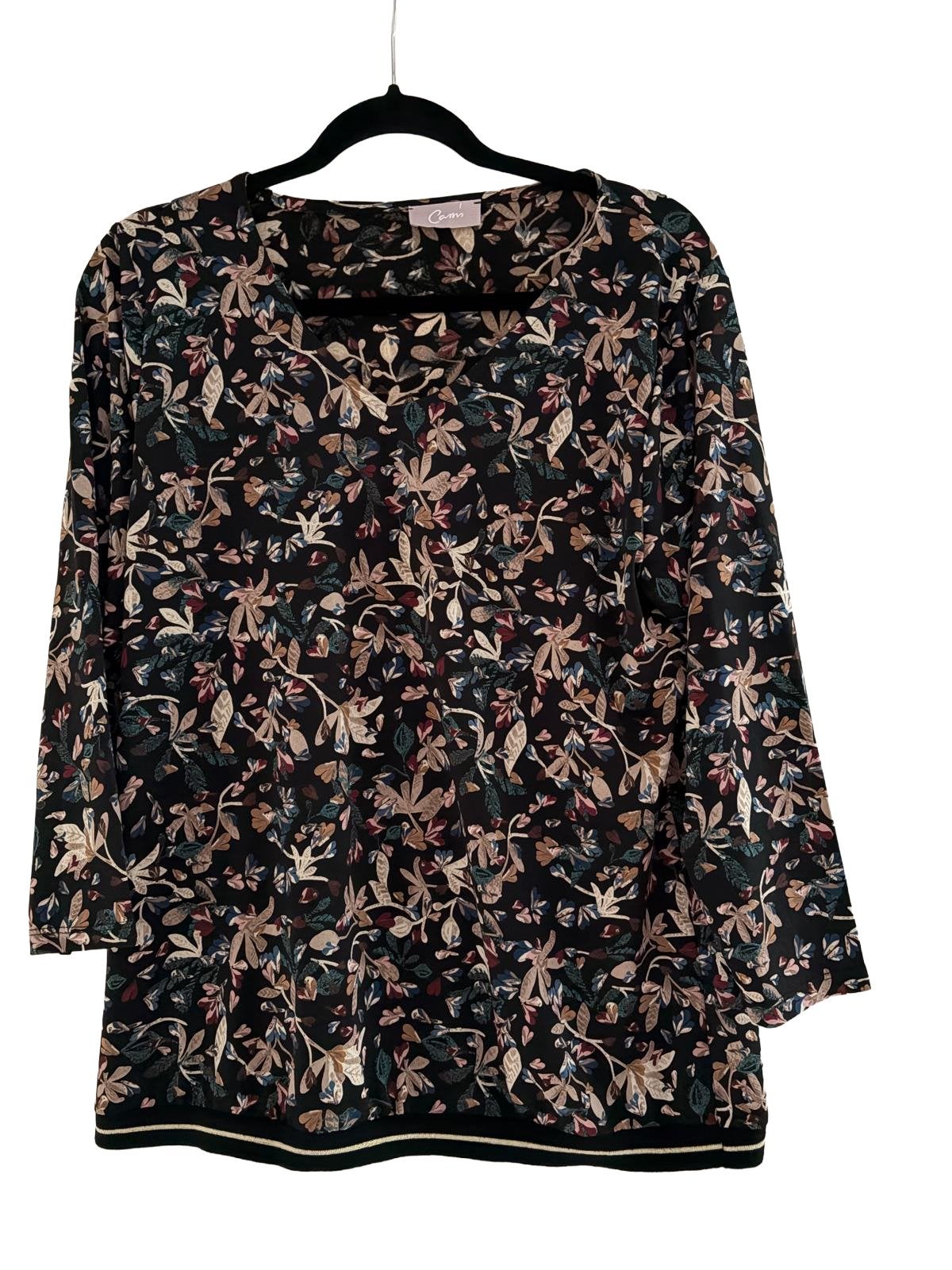 Cassis top met bloemenprint, maat Xl (44), Verzenden, Zwart, Maat 42/44 (L), Zo goed als nieuw