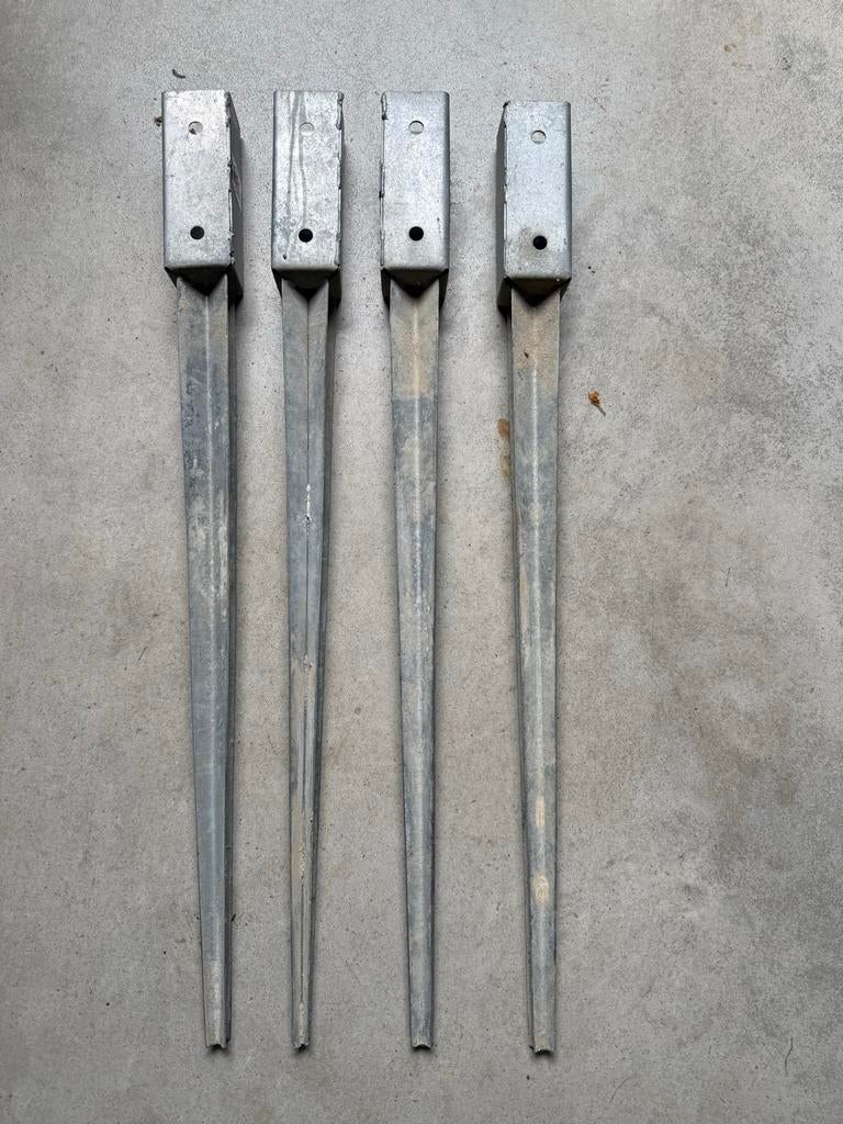 4x Gegalvaniseerde Paalpunten voor Hekwerk/Palen, Tuin en Terras, Ophalen, Gebruikt, IJzer, Overige typen