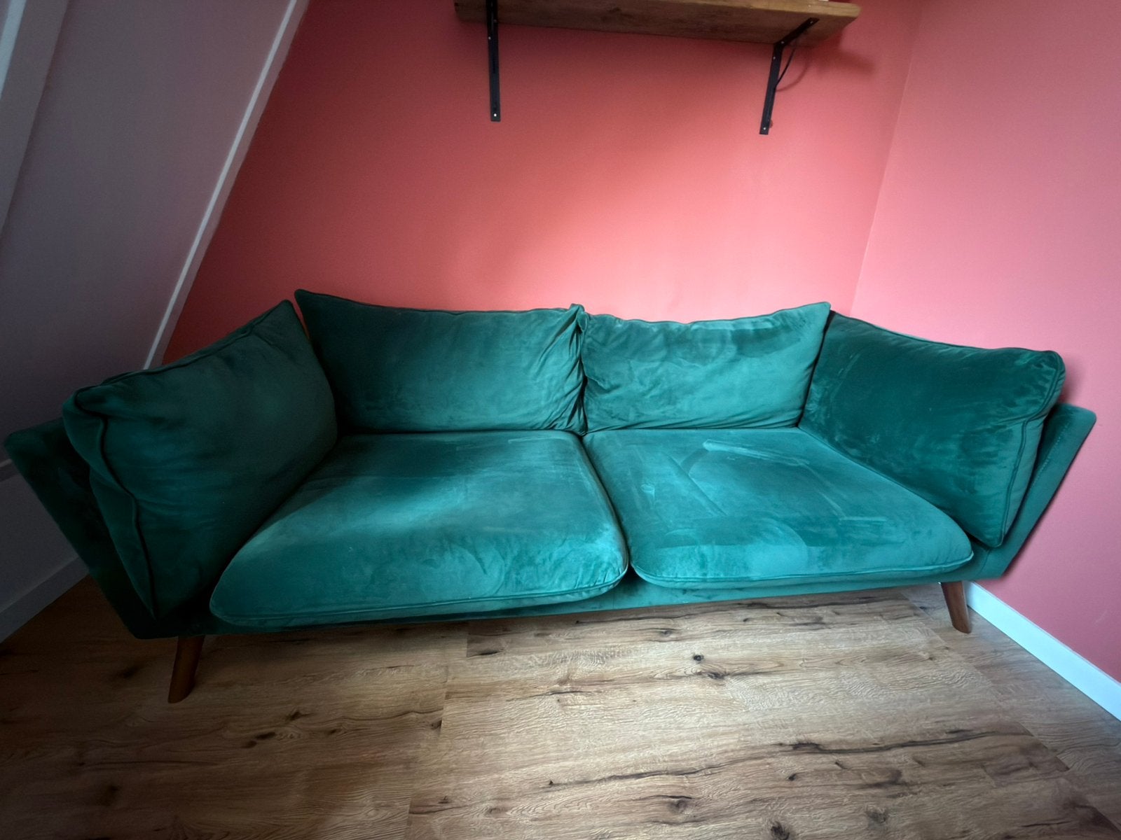 Bank - Velvet Green - Loods5 - 3 zits, Ophalen, Driepersoons, 75 tot 100 cm, Zo goed als nieuw
