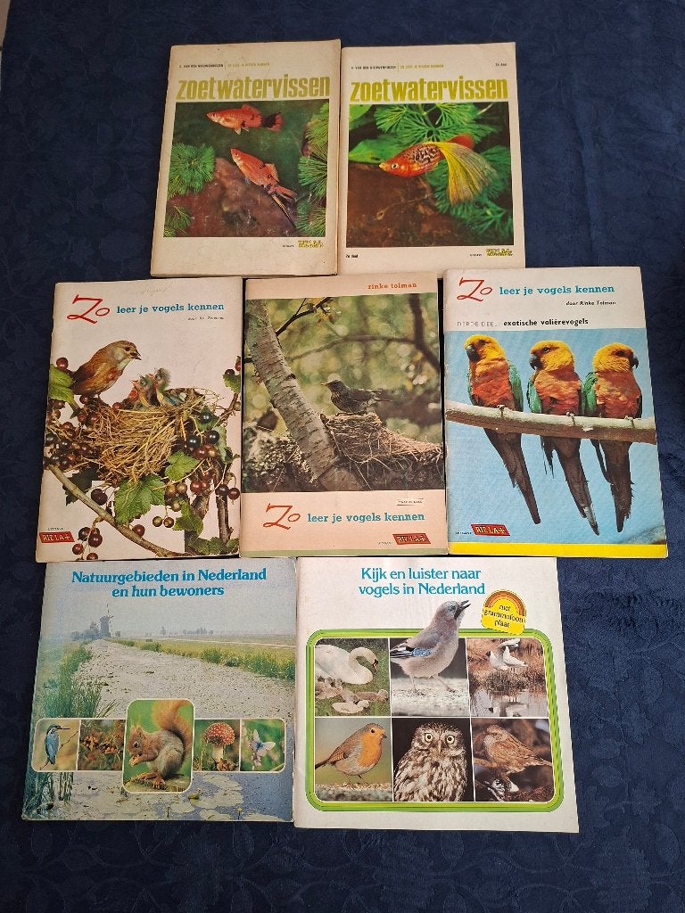 Oude 7 Plaatjes boeken, VAN RIZLA, VOGELS EN VISSEN, Ophalen of Verzenden, Gelezen