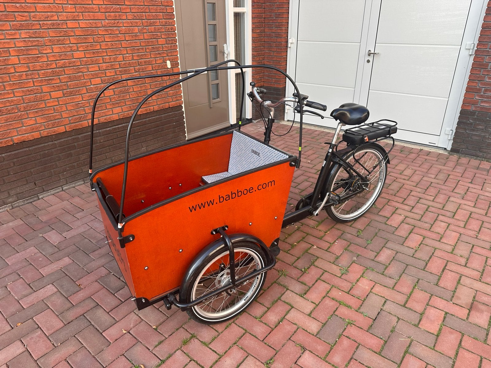 Babboe bakfiets elektrisch met huif en zitjes, Ophalen, 4 kinderen of meer, Gebruikt, Elektrisch