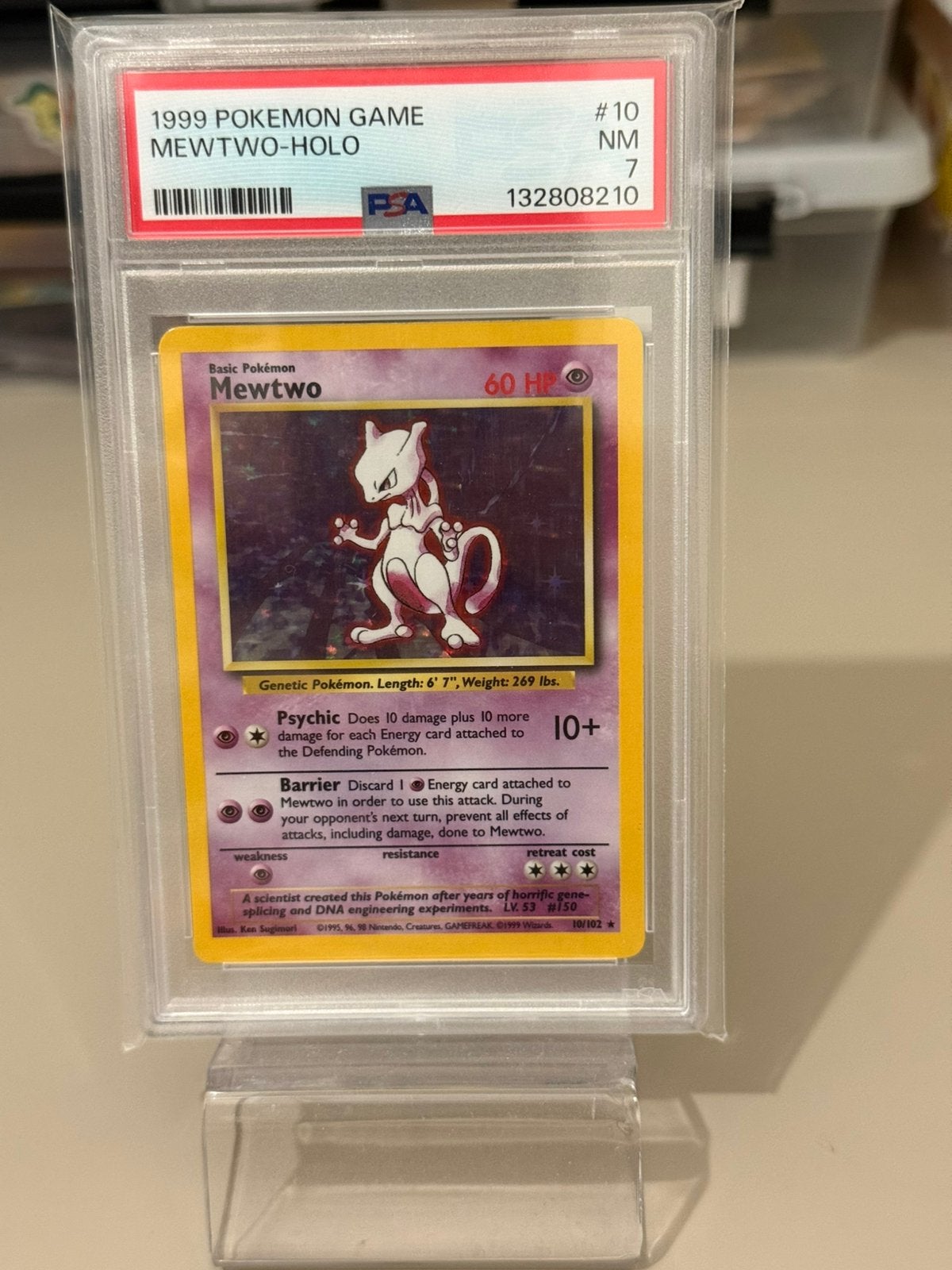Mewtwo Holo Base Set PSA 7 Pokemon, Ophalen of Verzenden, Zo goed als nieuw