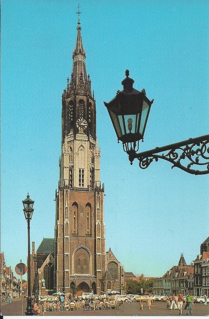 Q427 ongelopen ansichtkaart nieuwe kerk delft, Verzamelen, Ophalen of Verzenden, 1980 tot heden, Gelopen, Zuid-Holland