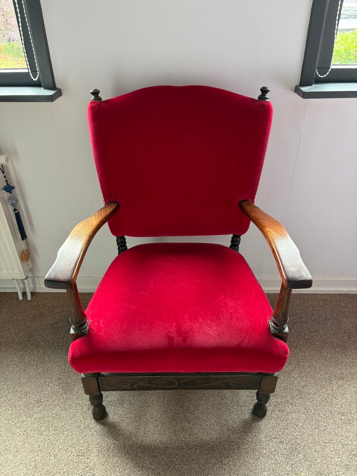 Antiek fauteuil met armleuning, Huis en Inrichting, Fauteuils, Ophalen, 75 tot 100 cm, Zo goed als nieuw, 50 tot 75 cm