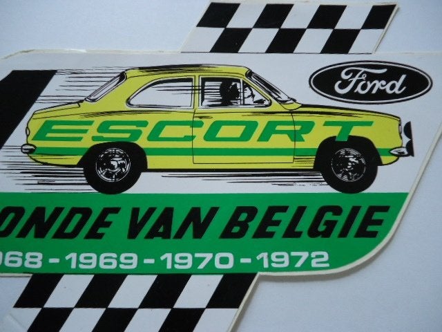 sticker 1972 Ford ESCORT auto autosport Belgie Ronde van car, Verzenden, Zo goed als nieuw, Auto of Motor